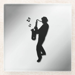 Saxophone Player Glazen Onderzetter