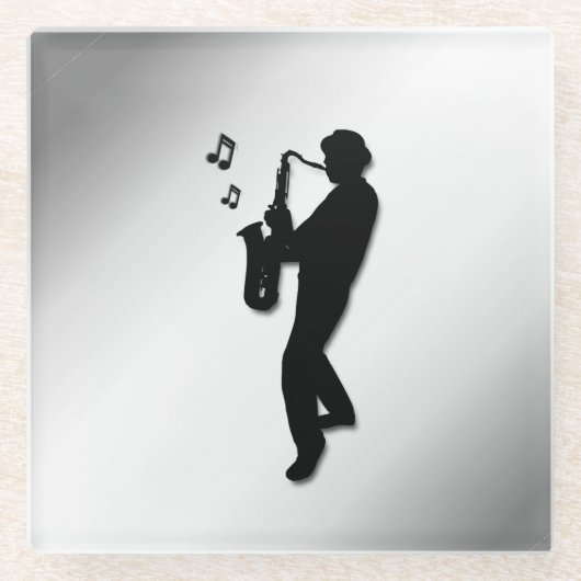 Saxophone Player Glazen Onderzetter (Voorkant)