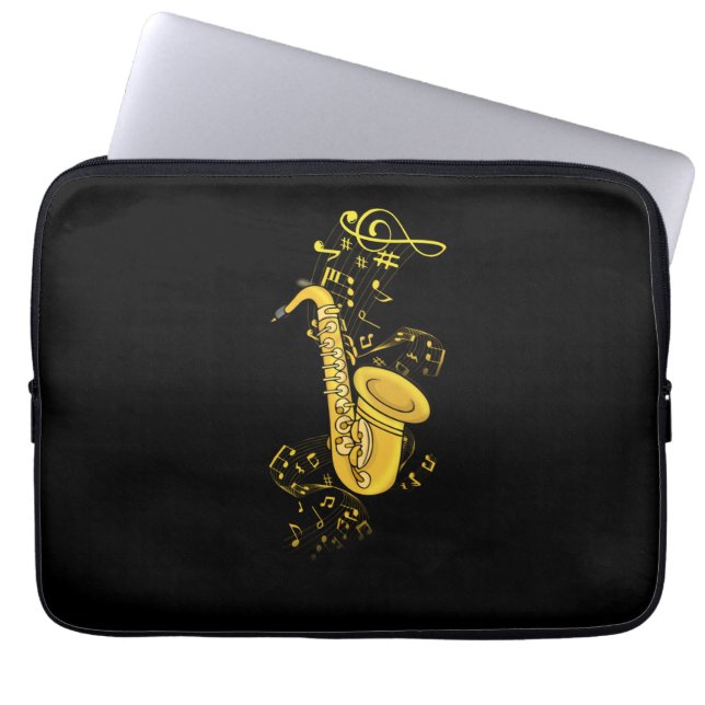 Saxophone Player Jazz Music Gift Mannen Big Band Laptop Sleeve (Voorkant)