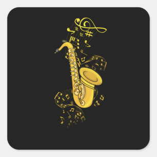 Saxophone Player Jazz Music Gift Mannen Big Band Vierkante Sticker