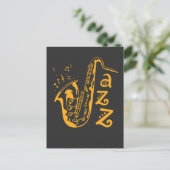 Saxophone Player Jazz Music Lover Musical Notes Briefkaart (Staand voorkant)