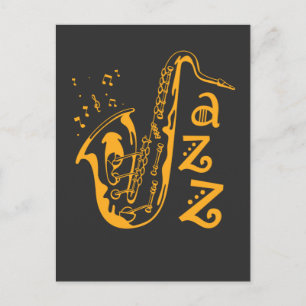 Saxophone Player Jazz Music Lover Musical Notes Briefkaart