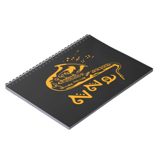 Saxophone Player Jazz Music Lover Musical Notes Notitieboek (Linkerzijde)