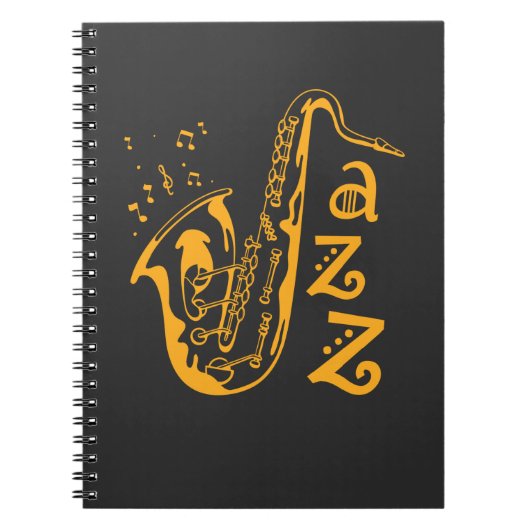Saxophone Player Jazz Music Lover Musical Notes Notitieboek (Voorkant)