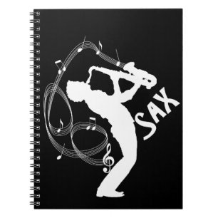 Saxophone Player Musical Notes Jazz Music Notitieboek