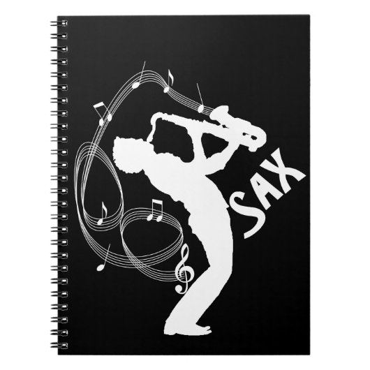 Saxophone Player Musical Notes Jazz Music Notitieboek (Voorkant)