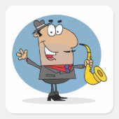 Saxophone Player Musician Vierkante Sticker (Voorkant)