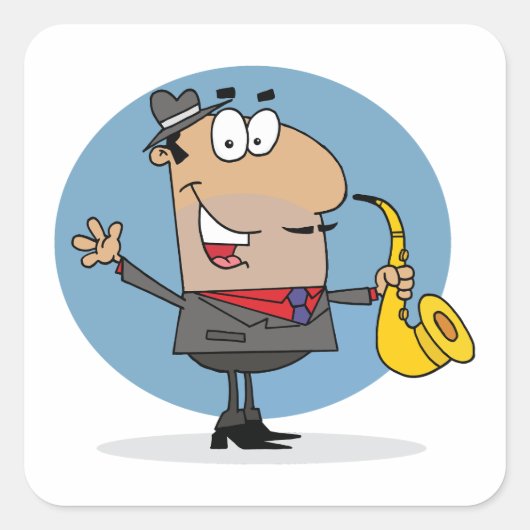Saxophone Player Musician Vierkante Sticker (Voorkant)