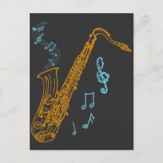 Saxophone Player-muzikant Jazz Music Art Briefkaart (Voorkant)