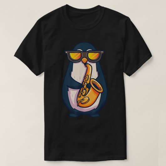 Saxophone Player Penguin Jazz Band Music Animal Lo T-shirt (Design voorkant)