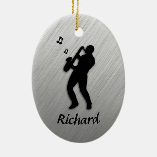 Saxophone Player Personal Keramisch Ornament (Achterkant)