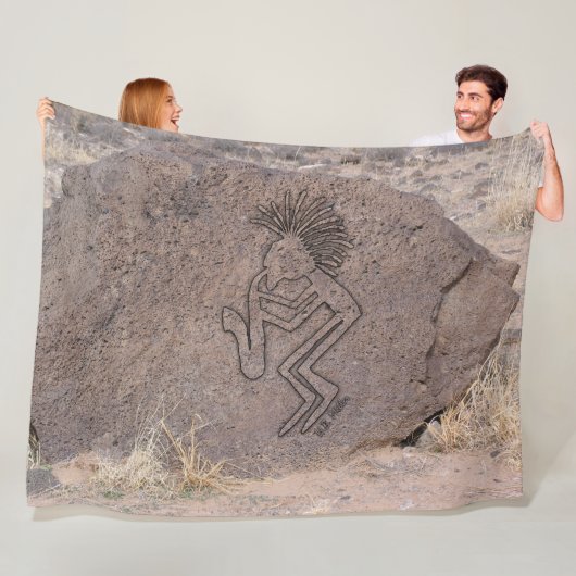Saxophone Player Petroglyph Fleece Deken (In situ)