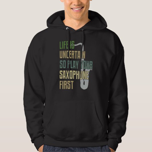 Saxophone Player Retro Style Hoodie (Voorkant)