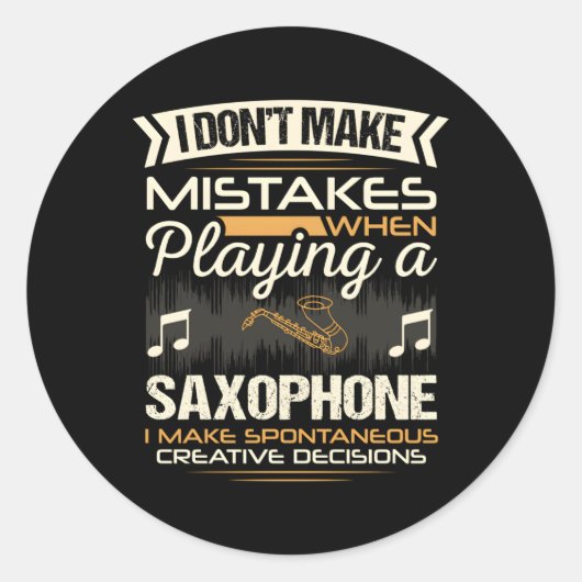 Saxophone Player Ronde Sticker (Voorkant)