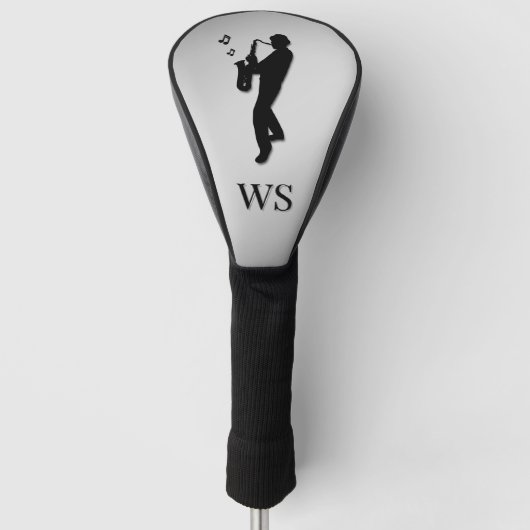 Saxophone Player Silver Monogram Golfheadcover (Voorkant)