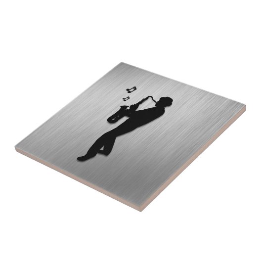 Saxophone Player Silver Tegeltje (Zijkant)