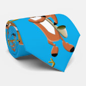 Saxophone Reindeer Blue Background Stropdas (Opgerold)