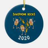 Saxophone Rocks Keramisch Ornament (Voorkant)