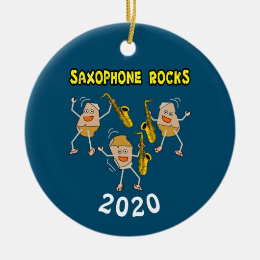 Saxophone Rocks Keramisch Ornament (Voorkant)