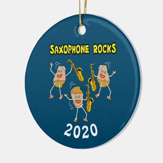 Saxophone Rocks Keramisch Ornament (Links)