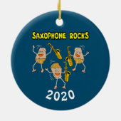 Saxophone Rocks Keramisch Ornament (Achterkant)