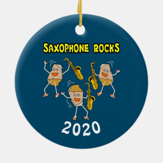 Saxophone Rocks Keramisch Ornament (Achterkant)