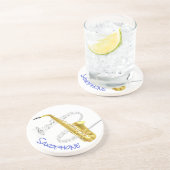 SAXOPHONE - Ronde zandsteenslagkoolaster Zandsteen Onderzetter (Zijkant)