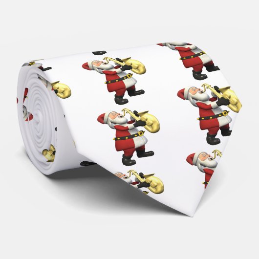 Saxophone Santa Stropdas (Opgerold)