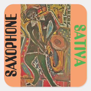 SAXOPHONE SATIVA VIERKANTE STICKER