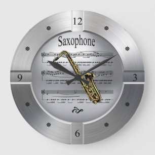Saxophone ~ Sheet Music ~ Brushed Silver Color ~ Grote Klok