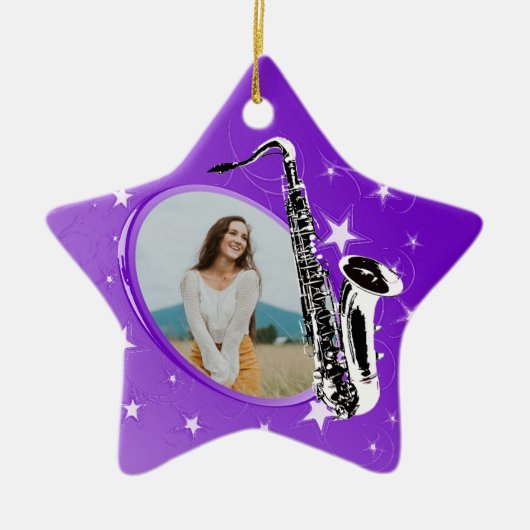 Saxophone Shining Star Photo Ceramic Ornaming Keramisch Ornament (Voorkant)