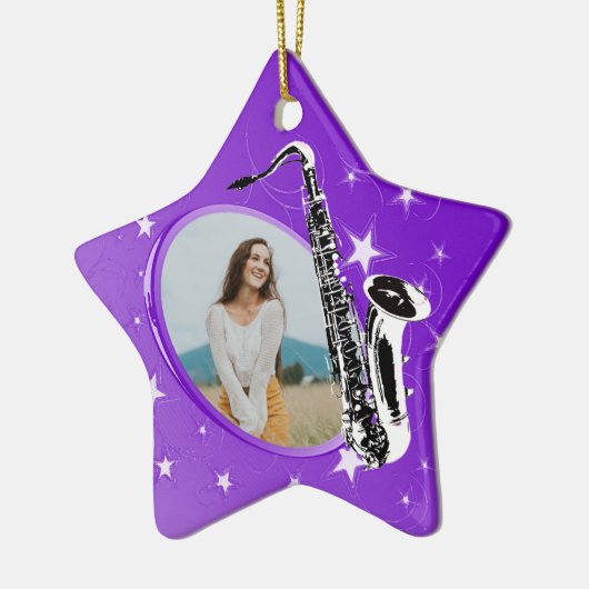 Saxophone Shining Star Photo Ceramic Ornaming Keramisch Ornament (Links)