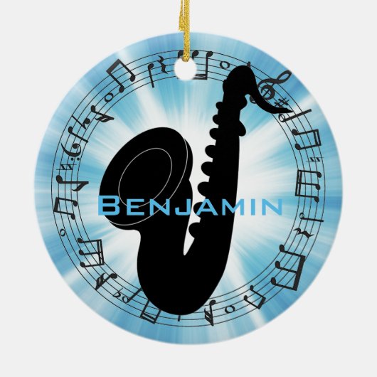 Saxophone Silhouette Design Ornament (Achterkant)