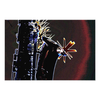 Saxophone Silhouette met sterritsdruk Foto Afdruk