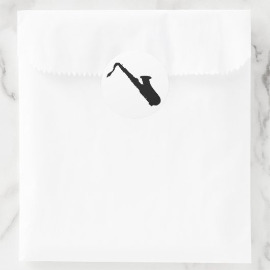 Saxophone Silhouette Ronde Sticker (Tas)