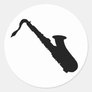 Saxophone Silhouette Ronde Sticker
