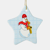 Saxophone Snowman Keramisch Ornament (Rechts)
