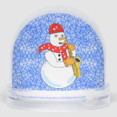 Saxophone Snowman Snow Wereldbol Sneeuwbol (Achterkant)