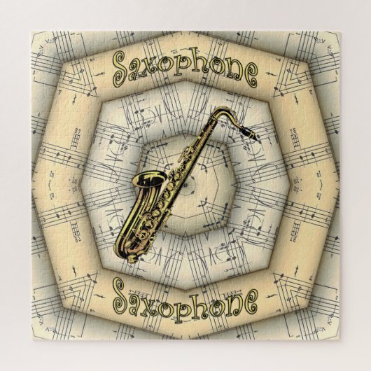 Saxophone ~ Strange Musical Design ~ Unique ~ Legpuzzel (Verticaal)