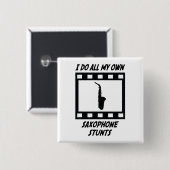 Saxophone Stunts Vierkante Button 5,1 Cm (Voorkant /achterkant)