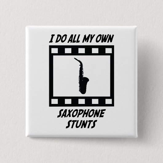 Saxophone Stunts Vierkante Button 5,1 Cm (Voorkant)