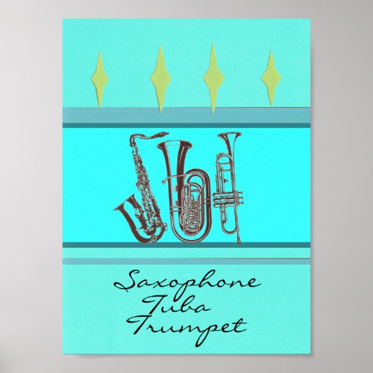 Saxophone Tuba Trumpet Poster (Voorkant)