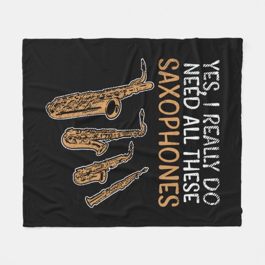 Saxophone Types Fleece Deken (Voorkant (Horizontaal))