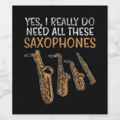 Saxophone Types Wijn Etiket (Enkel label)