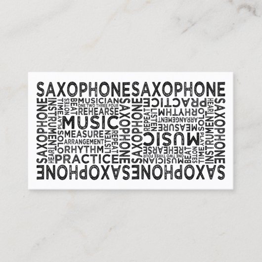 Saxophone Typografie Visitekaartje (Voorkant)