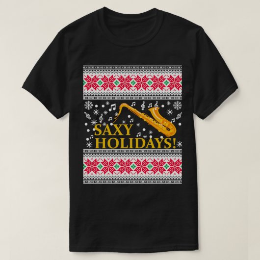 Saxophone Ugly kerstSweater Marching Band Sax T-shirt (Design voorkant)