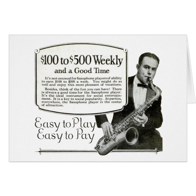 Saxophone Vintage Ad (Voorkant Horizontaal)