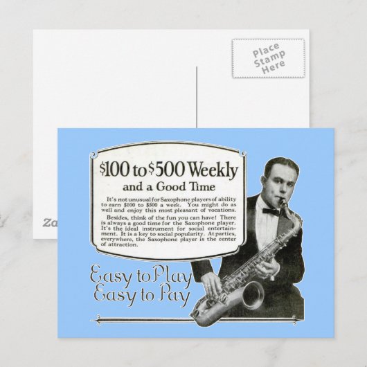 Saxophone Vintage Ad Briefkaart (Voorkant / Achterkant)