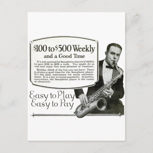 Saxophone Vintage Ad Briefkaart (Voorkant)