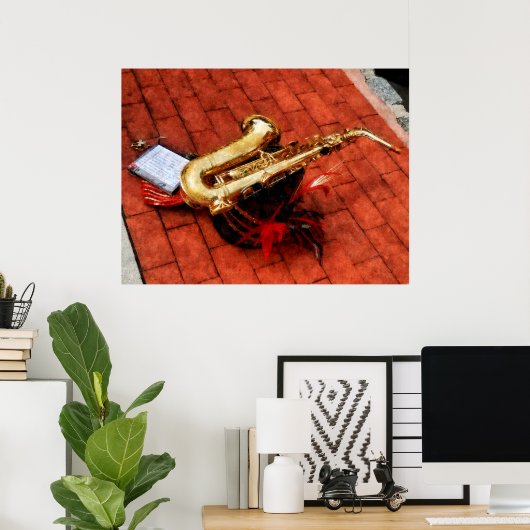 Saxophone voor de parade poster (Thuiskantoor)